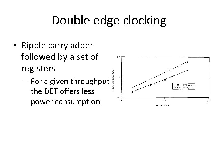 Double edge clocking • Ripple carry adder followed by a set of registers –