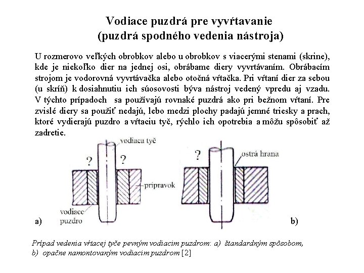 Vodiace puzdrá pre vyvŕtavanie (puzdrá spodného vedenia nástroja) U rozmerovo veľkých obrobkov alebo u