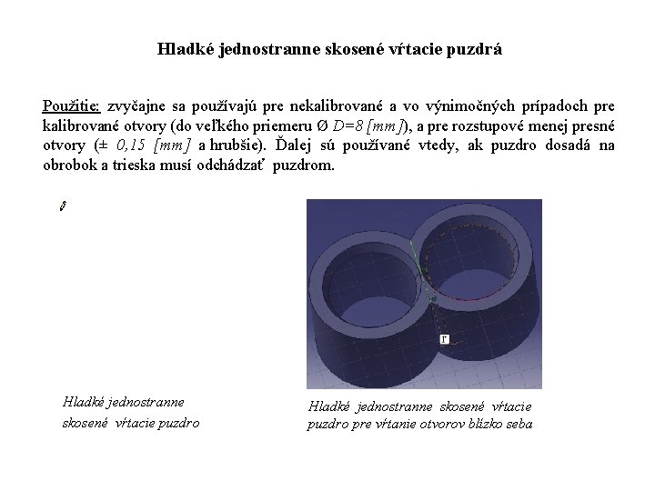  Hladké jednostranne skosené vŕtacie puzdrá Použitie: zvyčajne sa používajú pre nekalibrované a vo