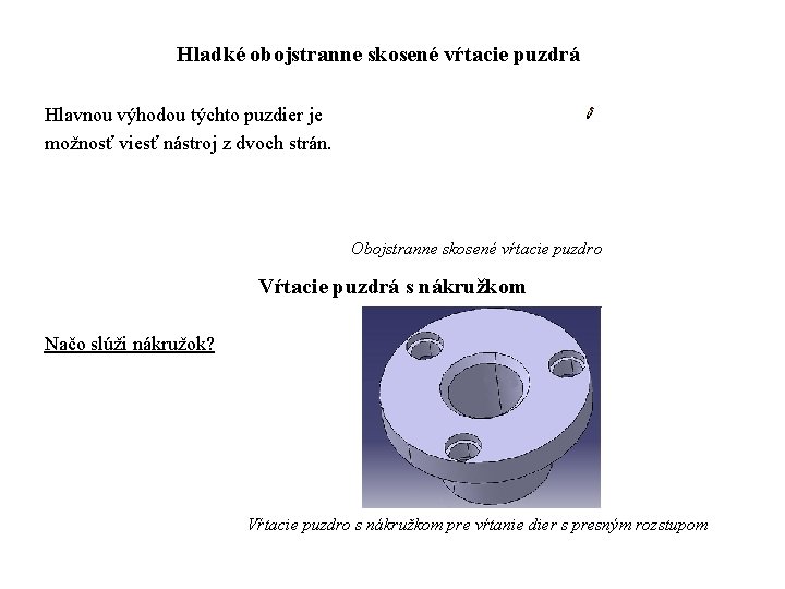  Hladké obojstranne skosené vŕtacie puzdrá Hlavnou výhodou týchto puzdier je možnosť viesť nástroj