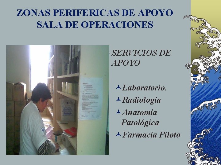 ZONAS PERIFERICAS DE APOYO SALA DE OPERACIONES © SERVICIOS DE APOYO ©Laboratorio. ©Radiología ©Anatomía