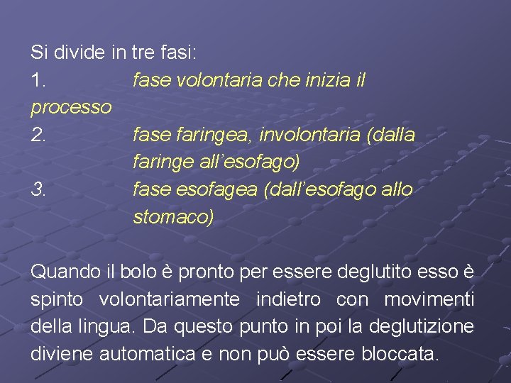 Si divide in tre fasi: 1. fase volontaria che inizia il processo 2. fase