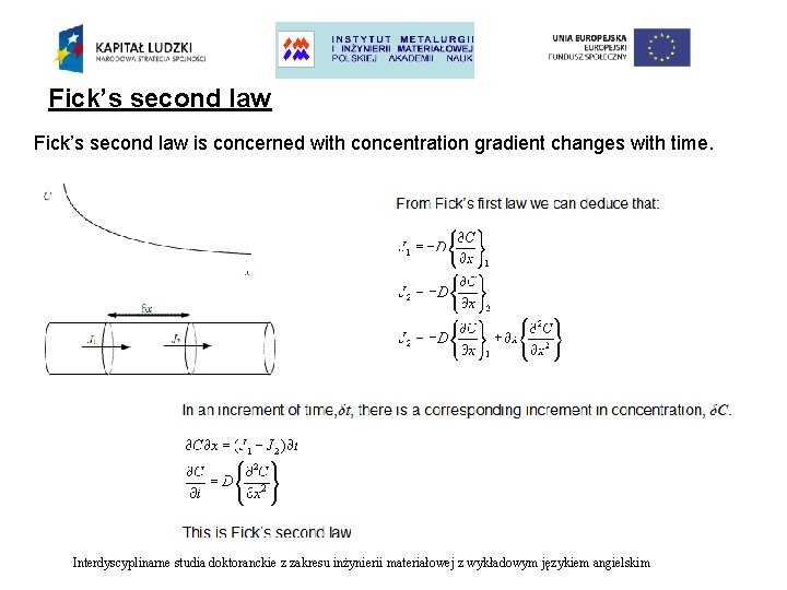 Fick’s second law is concerned with concentration gradient changes with time. Interdyscyplinarne studia doktoranckie
