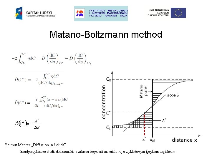 Matano-Boltzmann method Helmut Mehrer „Diffusion in Solids” Interdyscyplinarne studia doktoranckie z zakresu inżynierii materiałowej