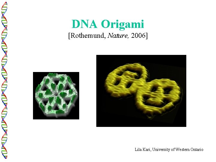DNA Origami [Rothemund, Nature, 2006] Lila Kari, University of Western Ontario 