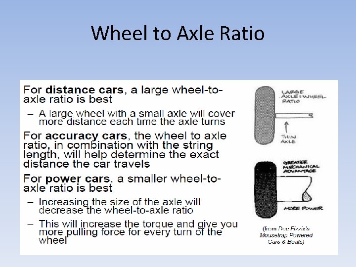 Wheel to Axle Ratio 