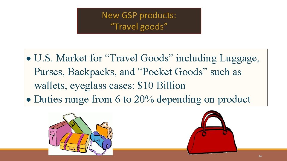 New GSP products: “Travel goods” U. S. Market for “Travel Goods” including Luggage, Purses,