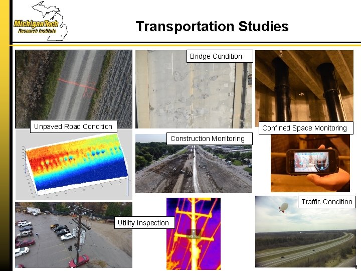 Transportation Studies Bridge Condition Unpaved Road Condition Confined Space Monitoring Construction Monitoring Traffic Condition