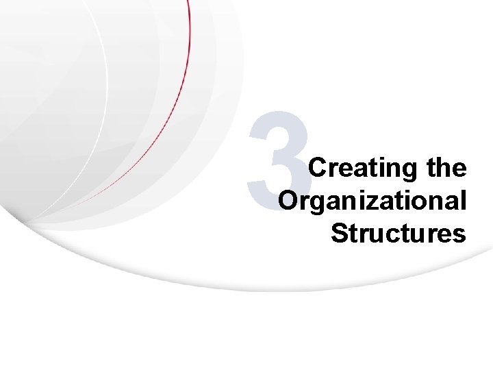 3 Creating the Organizational Structures 3 Creating the Organizational Structures