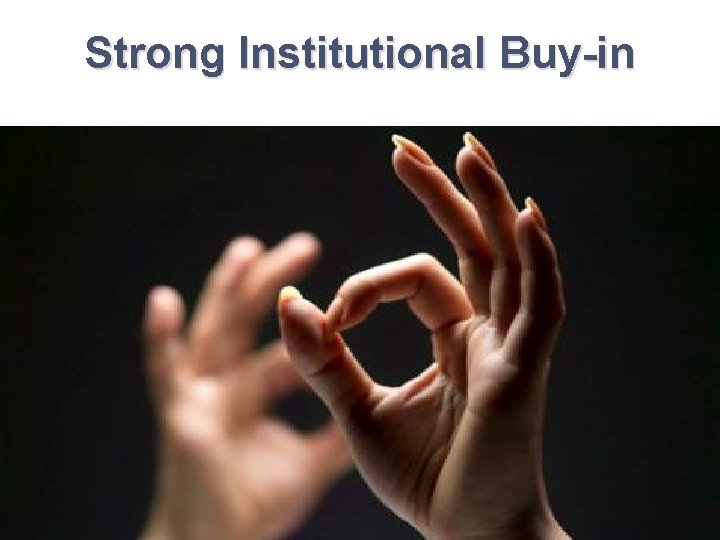 Strong Institutional Buy-in Strong Institutional Buy-in