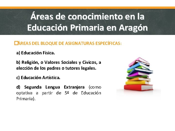 Áreas de conocimiento en la Educación Primaria en Aragón � ÁREAS DEL BLOQUE DE