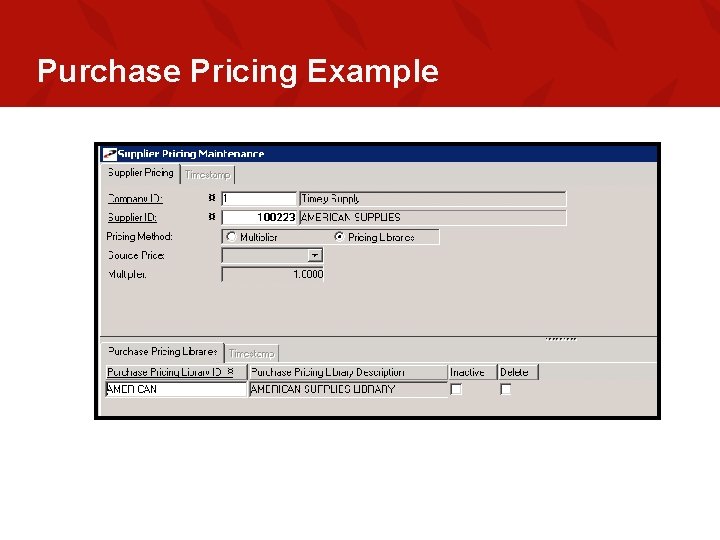 Purchase Pricing Example 