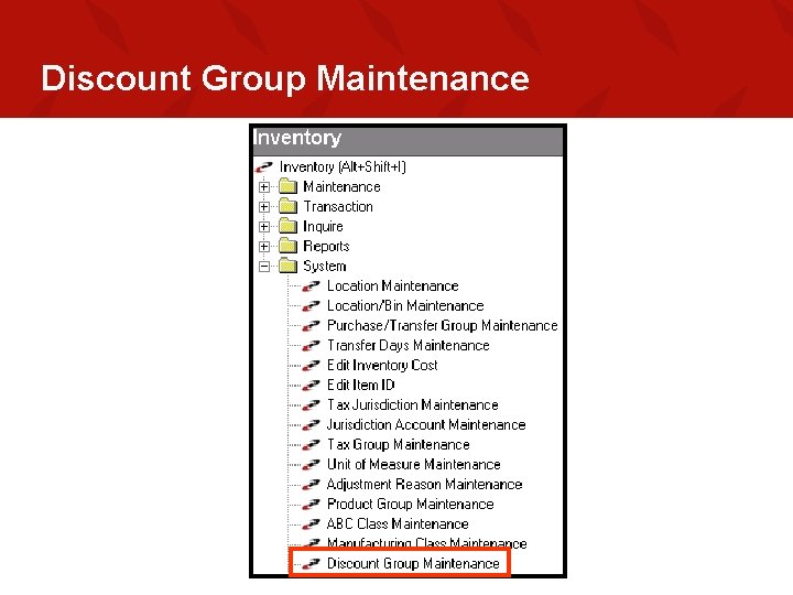 Discount Group Maintenance 