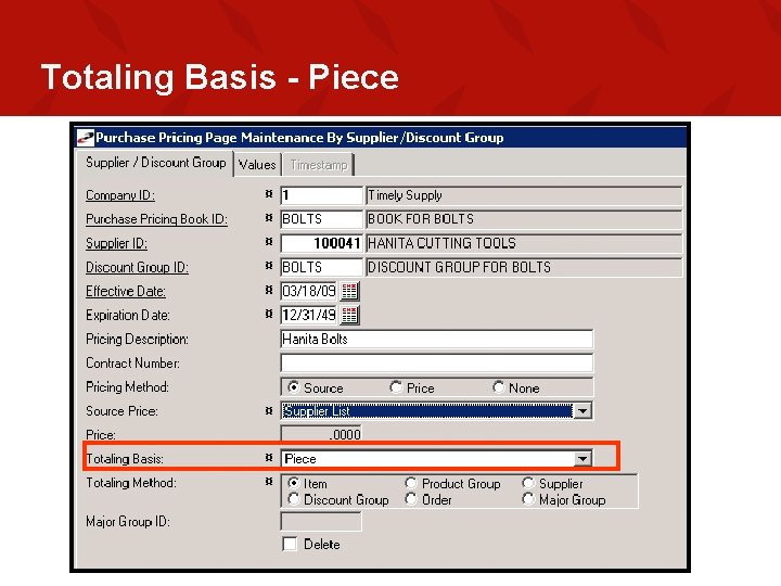 Totaling Basis - Piece 