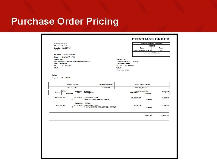 Purchase Order Pricing 