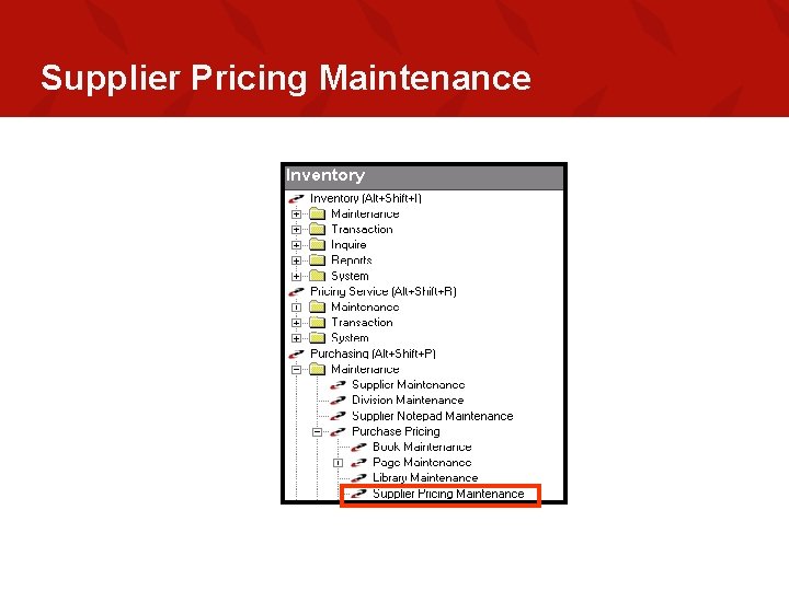 Supplier Pricing Maintenance 