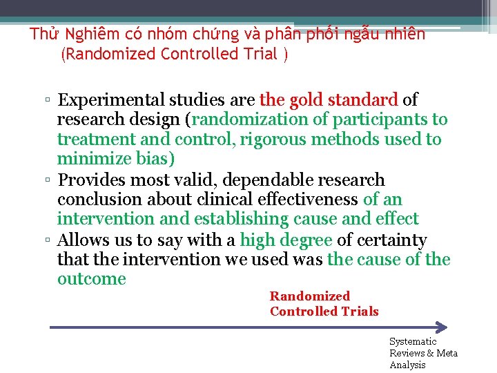 Thử Nghiêm có nhóm chứng và phân phối ngẫu nhiên (Randomized Controlled Trial )