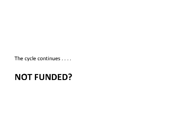The cycle continues. . NOT FUNDED? The cycle continues. . NOT FUNDED?