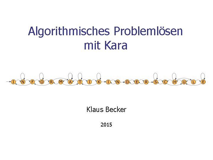 Algorithmisches Problemlösen mit Kara Klaus Becker 2015 