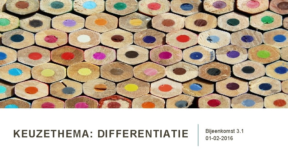 KEUZETHEMA: DIFFERENTIATIE Bijeenkomst 3. 1 01 -02 -2016 