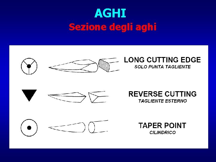 AGHI Sezione degli aghi 