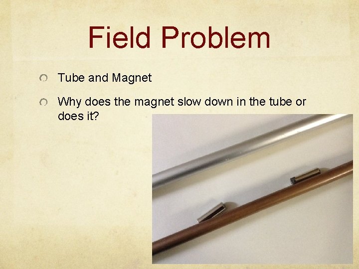 Field Problem Tube and Magnet Why does the magnet slow down in the tube