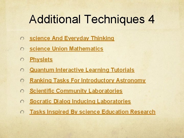 Additional Techniques 4 science And Everyday Thinking science Union Mathematics Physlets Quantum Interactive Learning