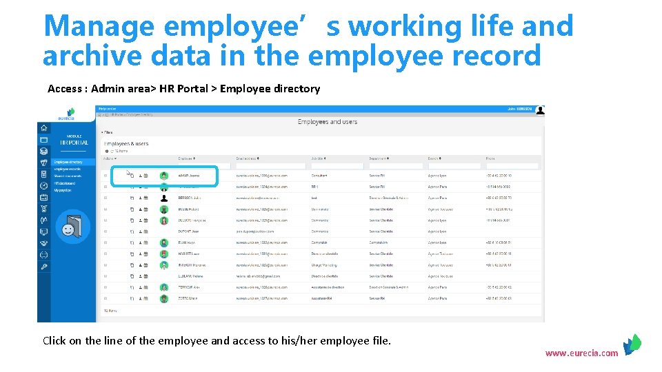 Manage employee’s working life and archive data in the employee record Access : Admin Manage employee’s working life and archive data in the employee record Access : Admin