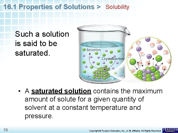 16. 1 Properties of Solutions > Solubility Such a solution is said to be