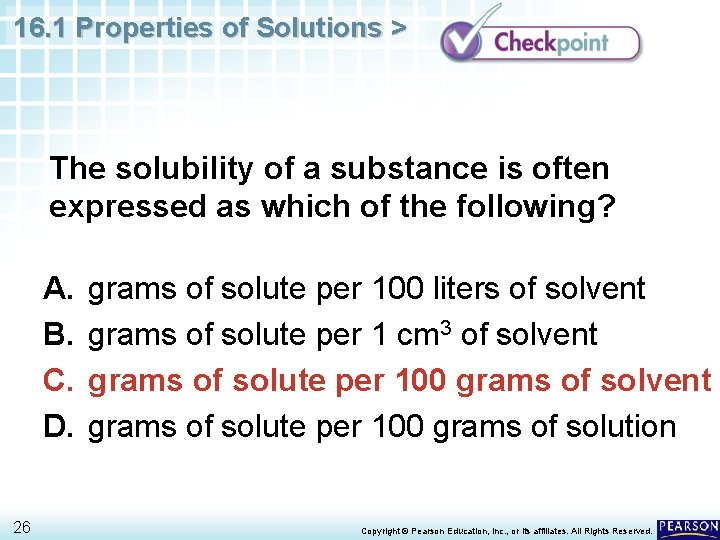 16. 1 Properties of Solutions > The solubility of a substance is often expressed
