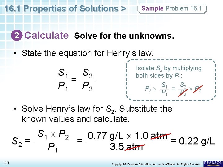 16. 1 Properties of Solutions > Sample Problem 16. 1 2 Calculate Solve for