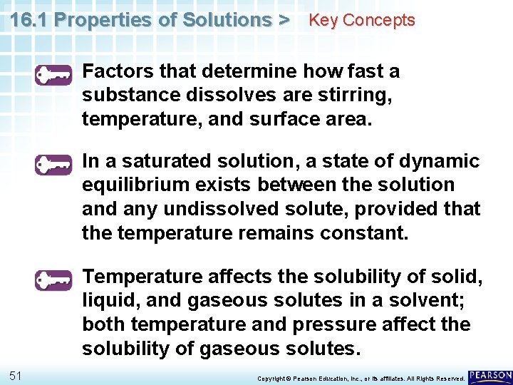 16. 1 Properties of Solutions > Key Concepts Factors that determine how fast a