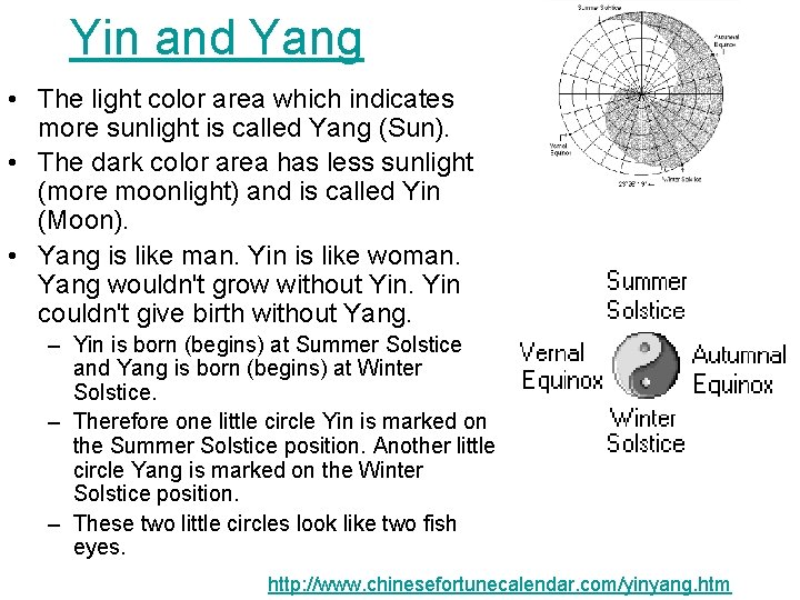 Yin and Yang • The light color area which indicates more sunlight is called