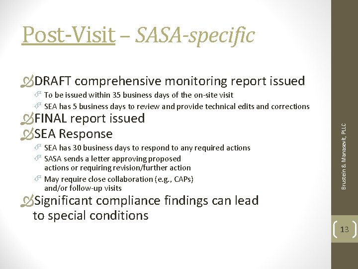 Post-Visit – SASA-specific DRAFT comprehensive monitoring report issued FINAL report issued SEA Response SEA Post-Visit – SASA-specific DRAFT comprehensive monitoring report issued FINAL report issued SEA Response SEA