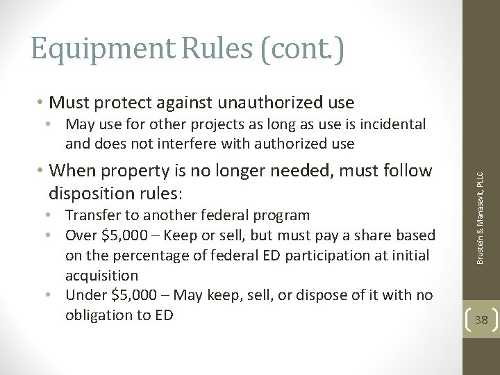 Equipment Rules (cont. ) • Must protect against unauthorized use • When property is Equipment Rules (cont. ) • Must protect against unauthorized use • When property is