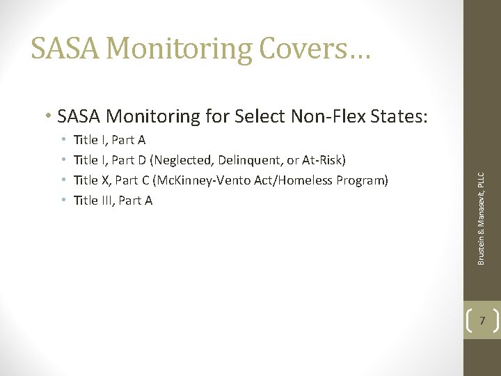 SASA Monitoring Covers… • • Title I, Part A Title I, Part D (Neglected, SASA Monitoring Covers… • • Title I, Part A Title I, Part D (Neglected,