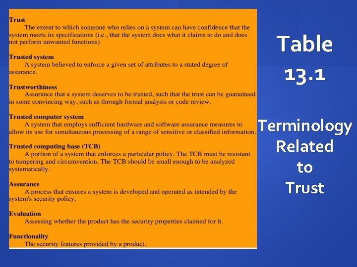 Table 13. 1 Terminology Related to Trust 