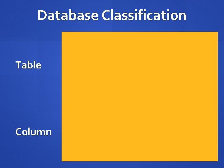 Database Classification Table Column 