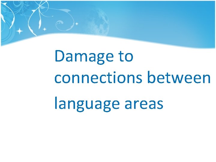 Damage to connections between language areas Damage to connections between language areas