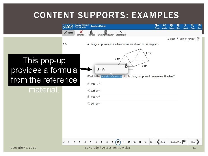 CONTENT SUPPORTS: EXAMPLES This pop-up provides a formula from the reference material. December 2, CONTENT SUPPORTS: EXAMPLES This pop-up provides a formula from the reference material. December 2,