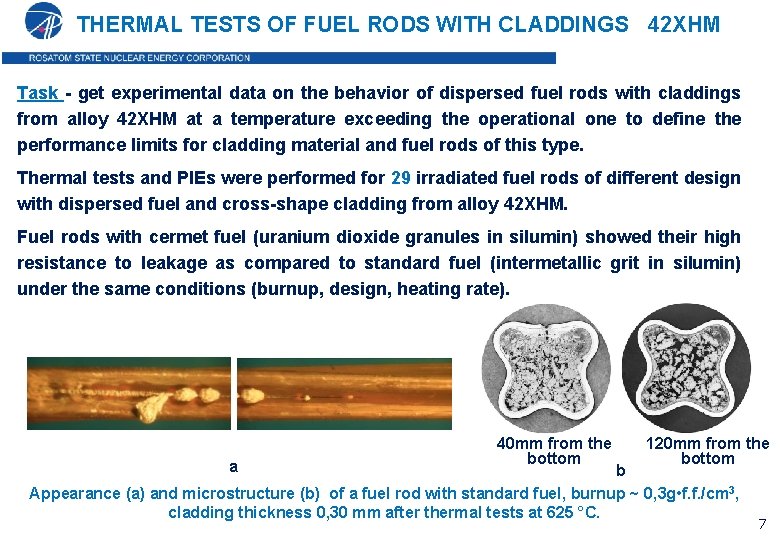 THERMAL TESTS OF FUEL RODS WITH CLADDINGS 42 ХНМ Task - get experimental data