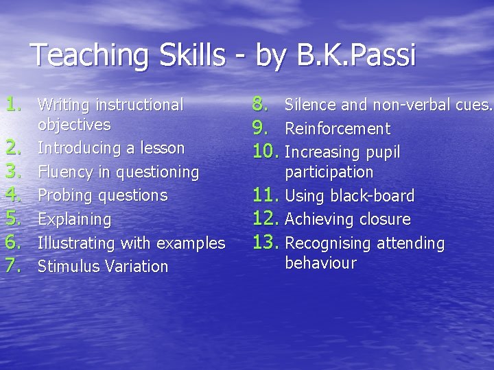 Teaching Skills - by B. K. Passi 1. Writing instructional 2. 3. 4. 5.