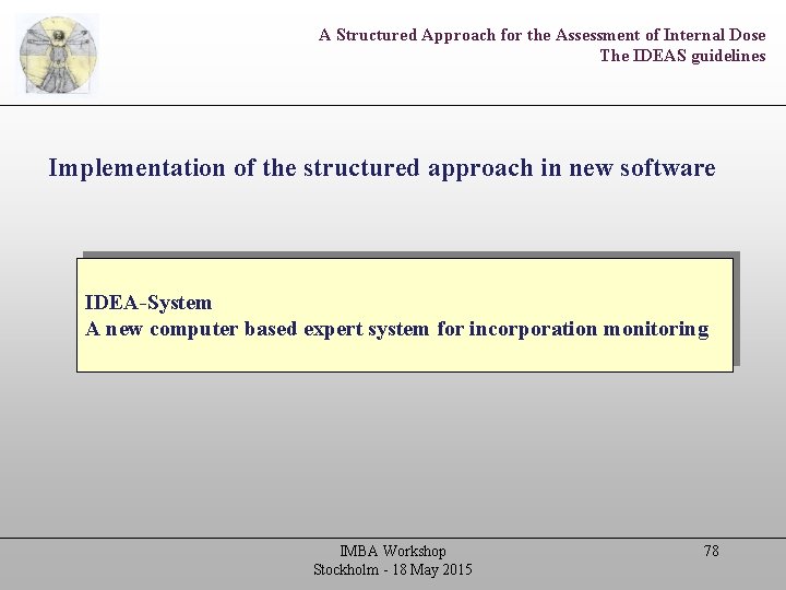 A Structured Approach for the Assessment of Internal Dose The IDEAS guidelines Implementation of