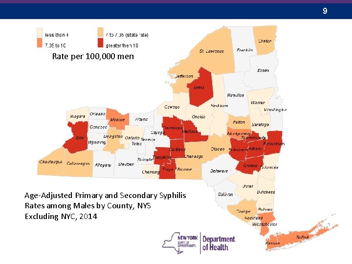 9 Rate per 100, 000 men Age-Adjusted Primary and Secondary Syphilis Rates among Males