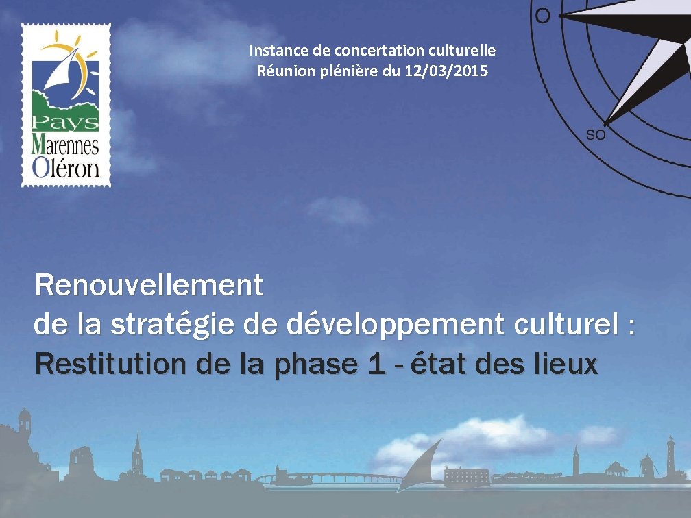 Instance de concertation culturelle Réunion plénière du 12/03/2015 Renouvellement de la stratégie de développement