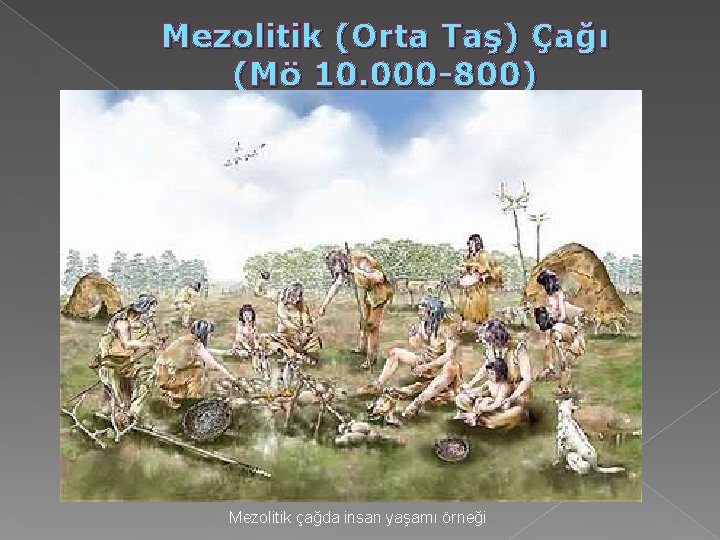 Mezolitik (Orta Taş) Çağı (Mö 10. 000 -800) Mezolitik çağda insan yaşamı örneği Mezolitik (Orta Taş) Çağı (Mö 10. 000 -800) Mezolitik çağda insan yaşamı örneği