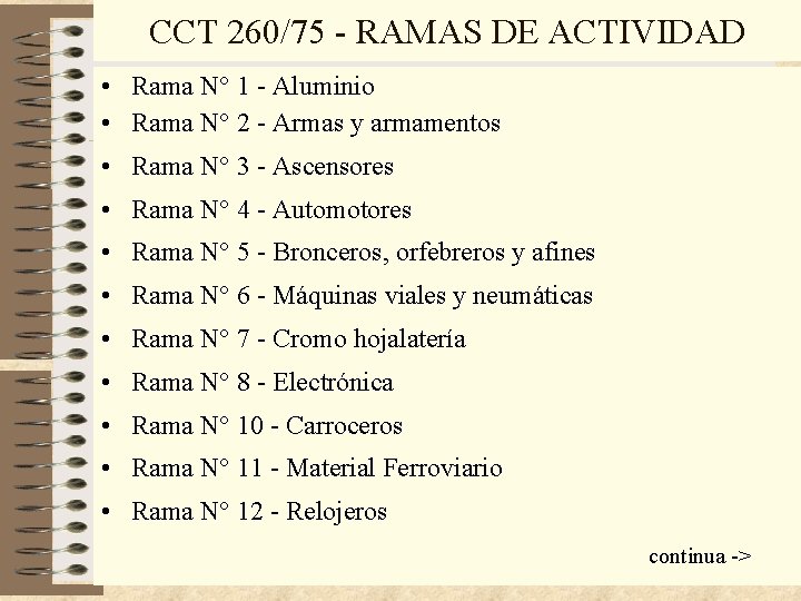 CCT 260/75 - RAMAS DE ACTIVIDAD • Rama N° 1 - Aluminio • Rama CCT 260/75 - RAMAS DE ACTIVIDAD • Rama N° 1 - Aluminio • Rama