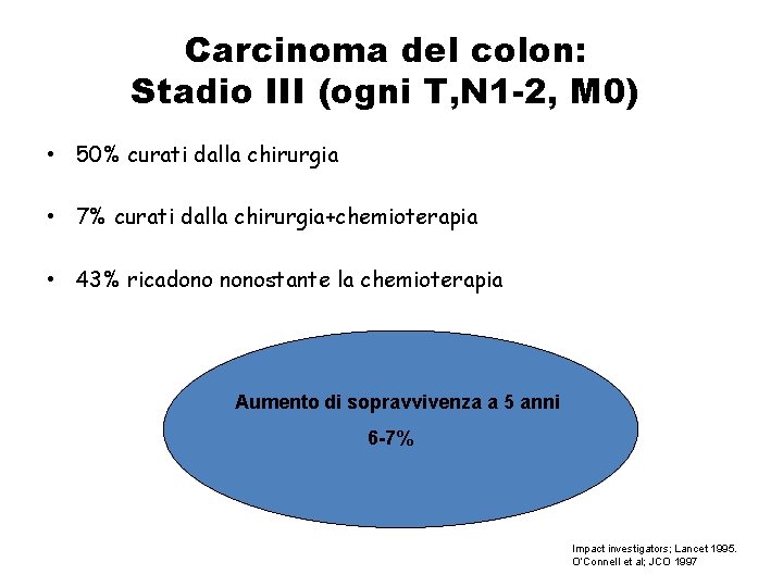 Carcinoma del colon: Stadio III (ogni T, N 1 -2, M 0) • 50% Carcinoma del colon: Stadio III (ogni T, N 1 -2, M 0) • 50%