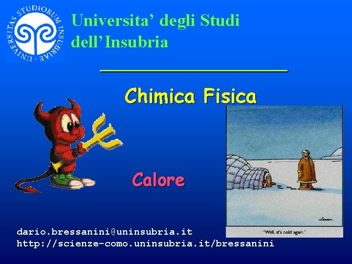 Universita’ degli Studi dell’Insubria Chimica Fisica Calore dario. bressanini@uninsubria. it http: //scienze-como. uninsubria. it/bressanini