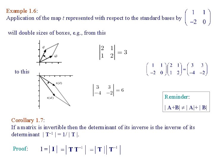 Example 1. 6: Application of the map t represented with respect to the standard Example 1. 6: Application of the map t represented with respect to the standard
